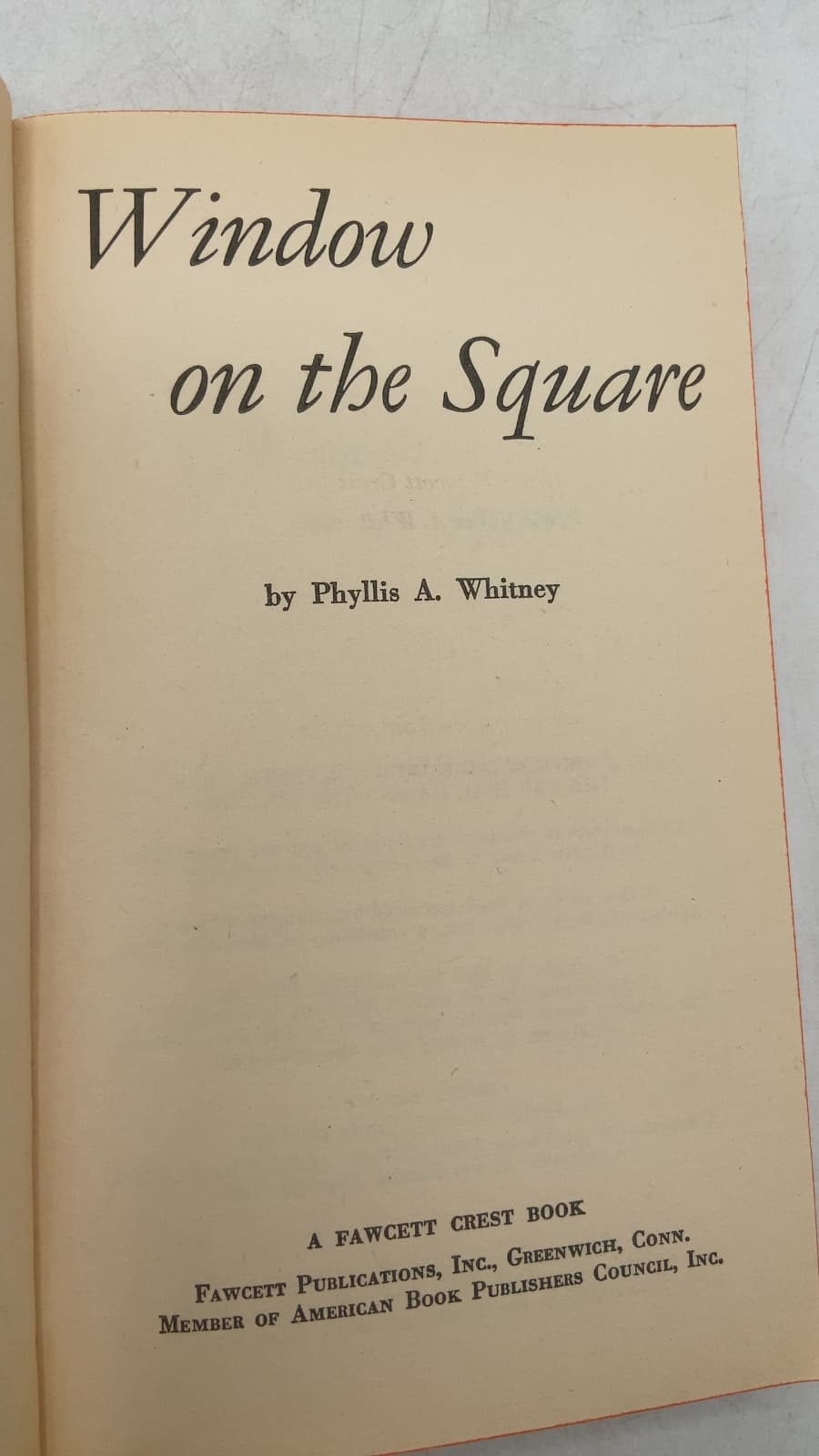 Window on the Square by Phyllis A. Whitney - title page