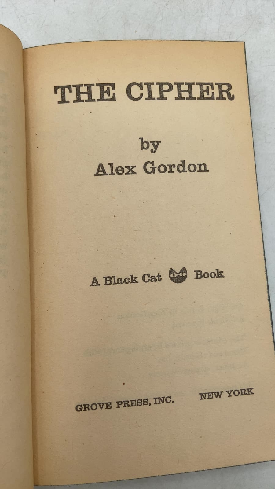 The Cipher by Alex Gordon - title page