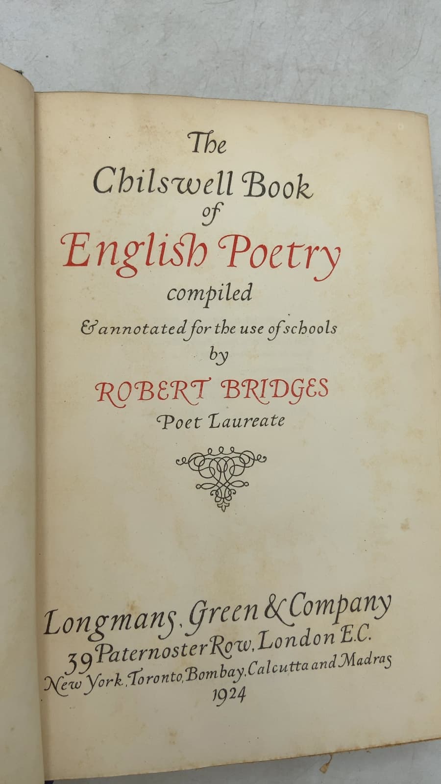 The Chilswell Book of English Poetry by Robert Bridges - title page