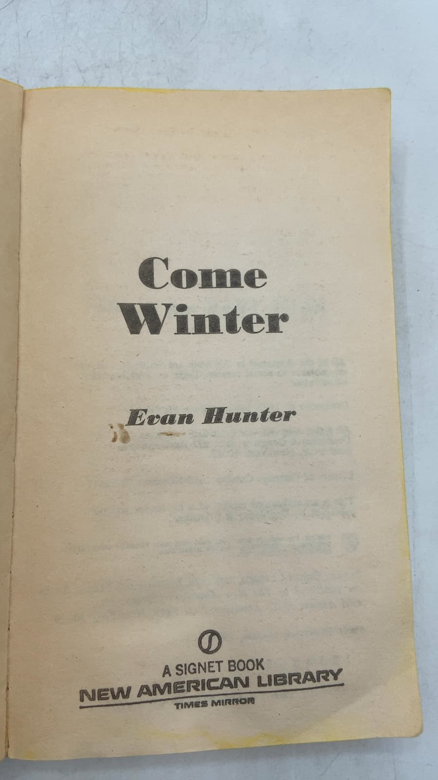 Come Winter by Evan Hunter - title page
