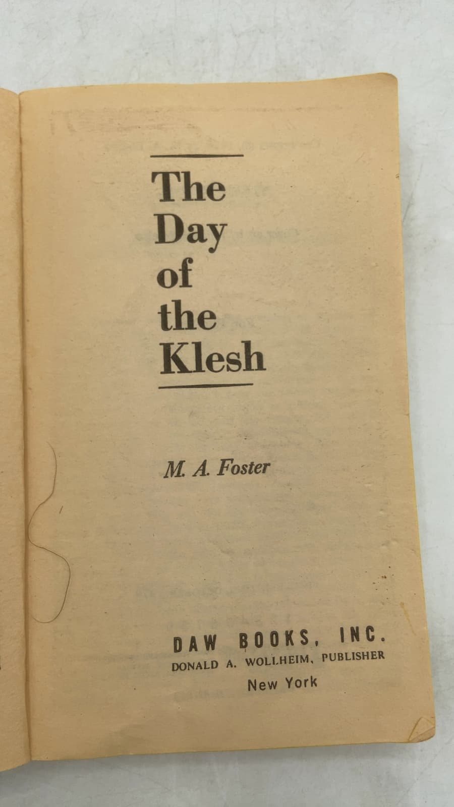 The Day of the Klesh by M. A. Foster - title page