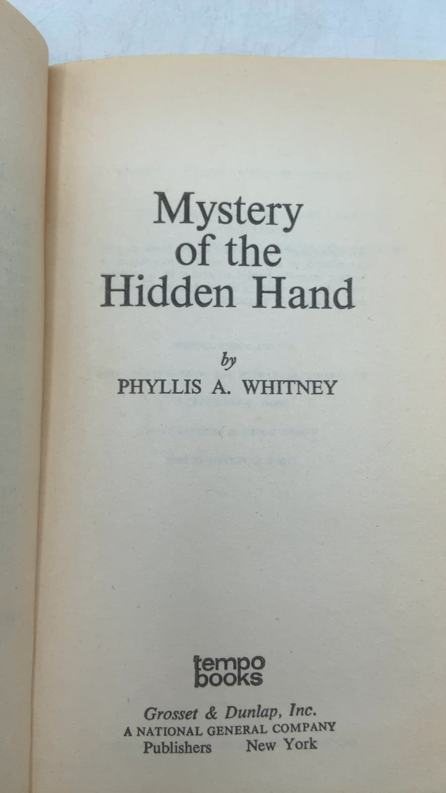 Mystery of the Hidden Hand by Phyllis A. Whitney - title page