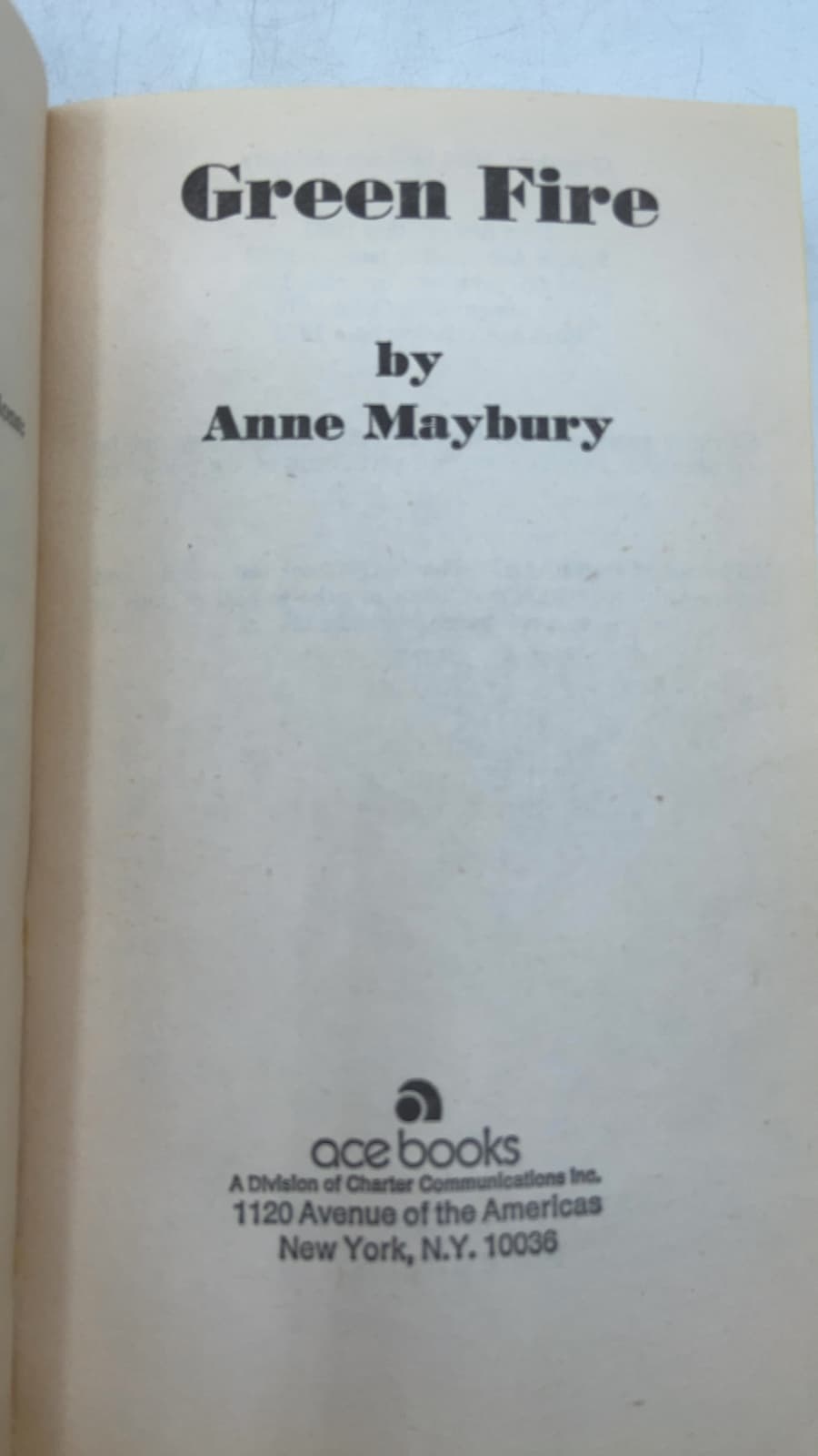 Green Fire by Anne Maybury - title page