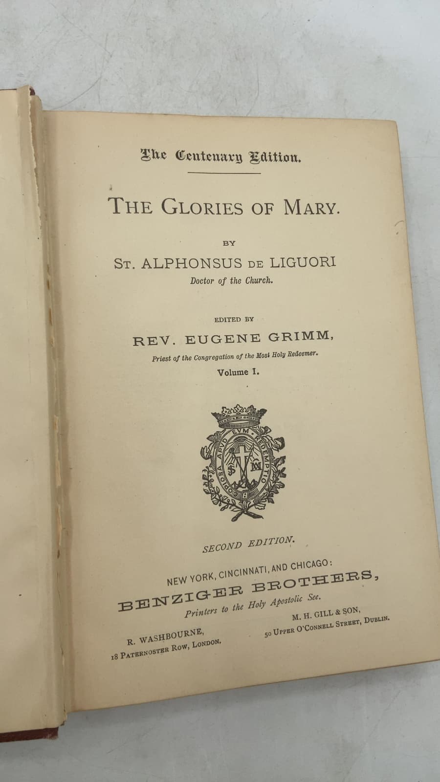 The Glories of Mary by St. Alphonsus de Liguori - title page