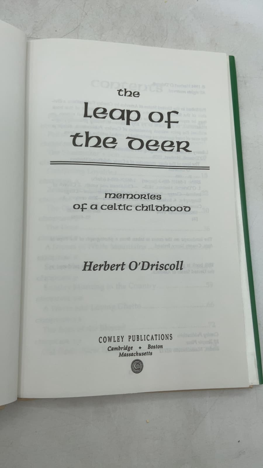 The Leap of the Deer: Memories of a Celtic Childhood by Herbert O'Driscoll - title page
