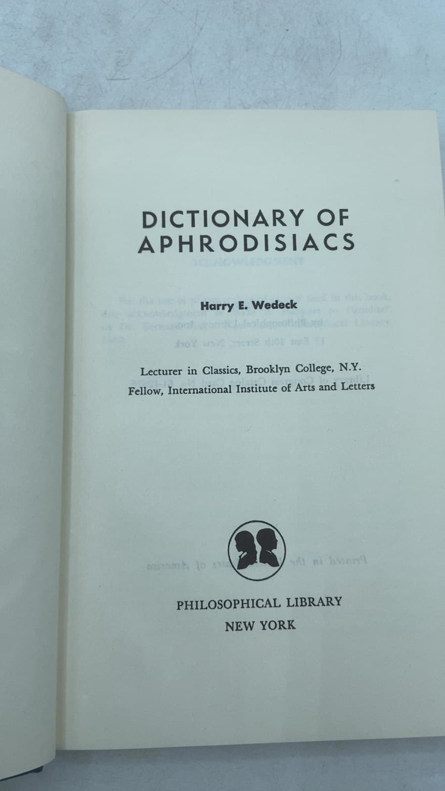 Dictionary OF Aphrodisiacs by Harry E. Wedeck - title page
