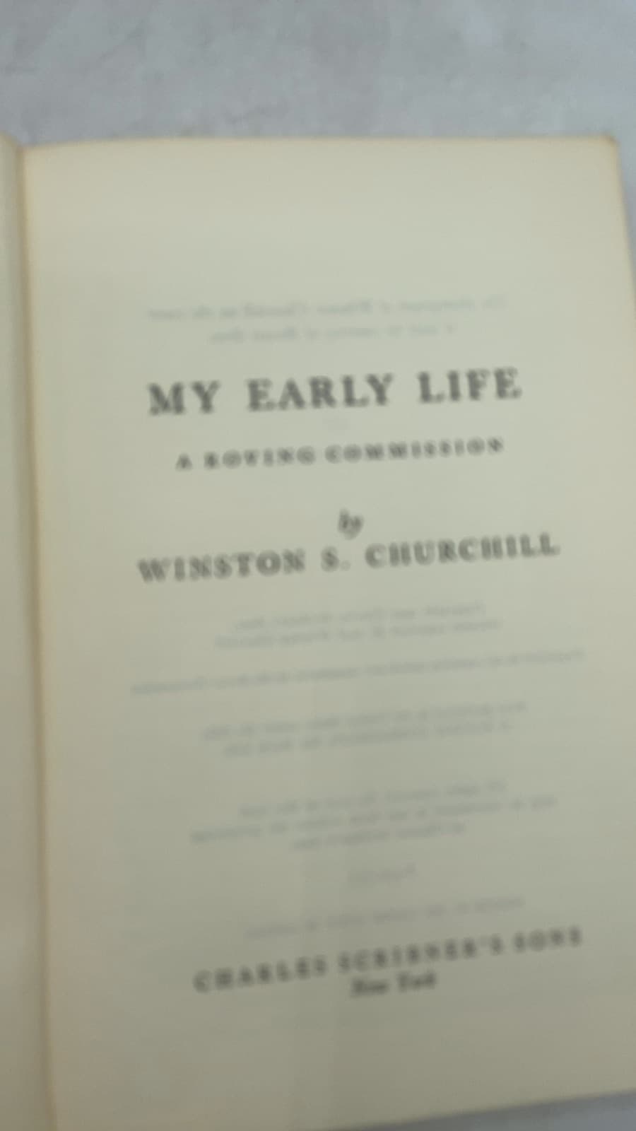 My Early Life: A Roving Commission by Winston S. Churchill - title page
