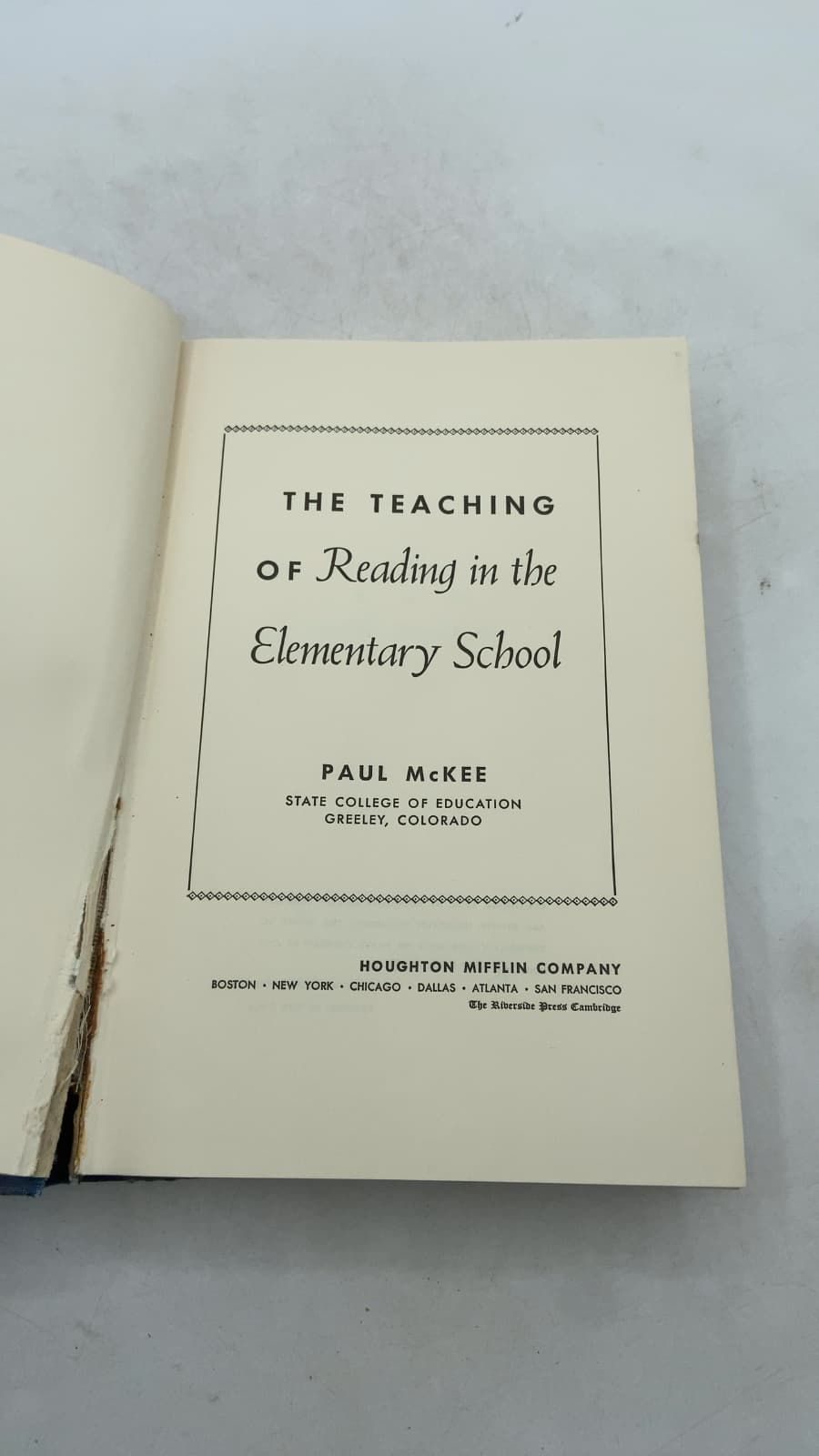 The Teaching of Reading in the Elementary School by Paul McKee - title page