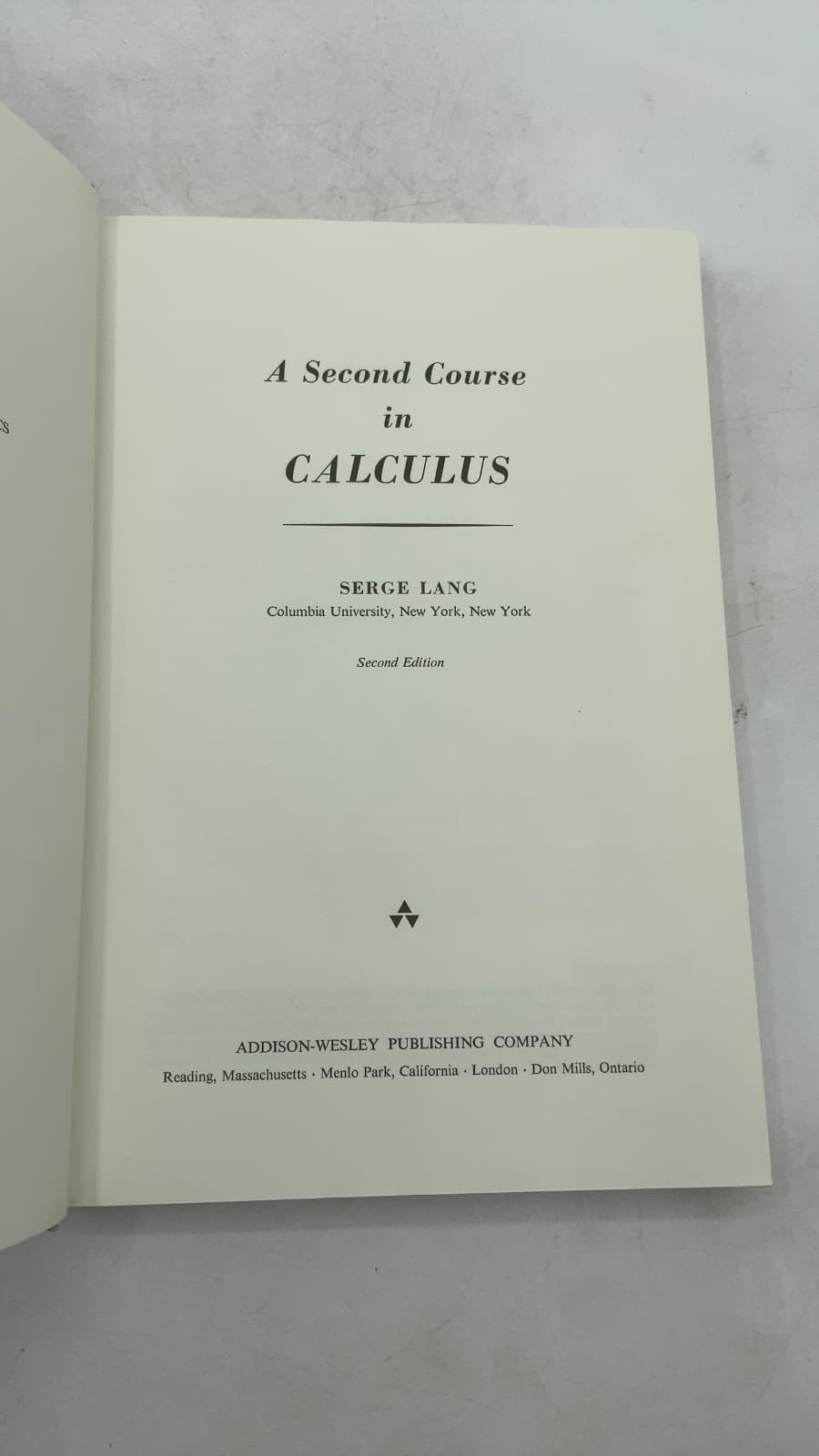 A Second Course in Calculus by Serge Lang - title page