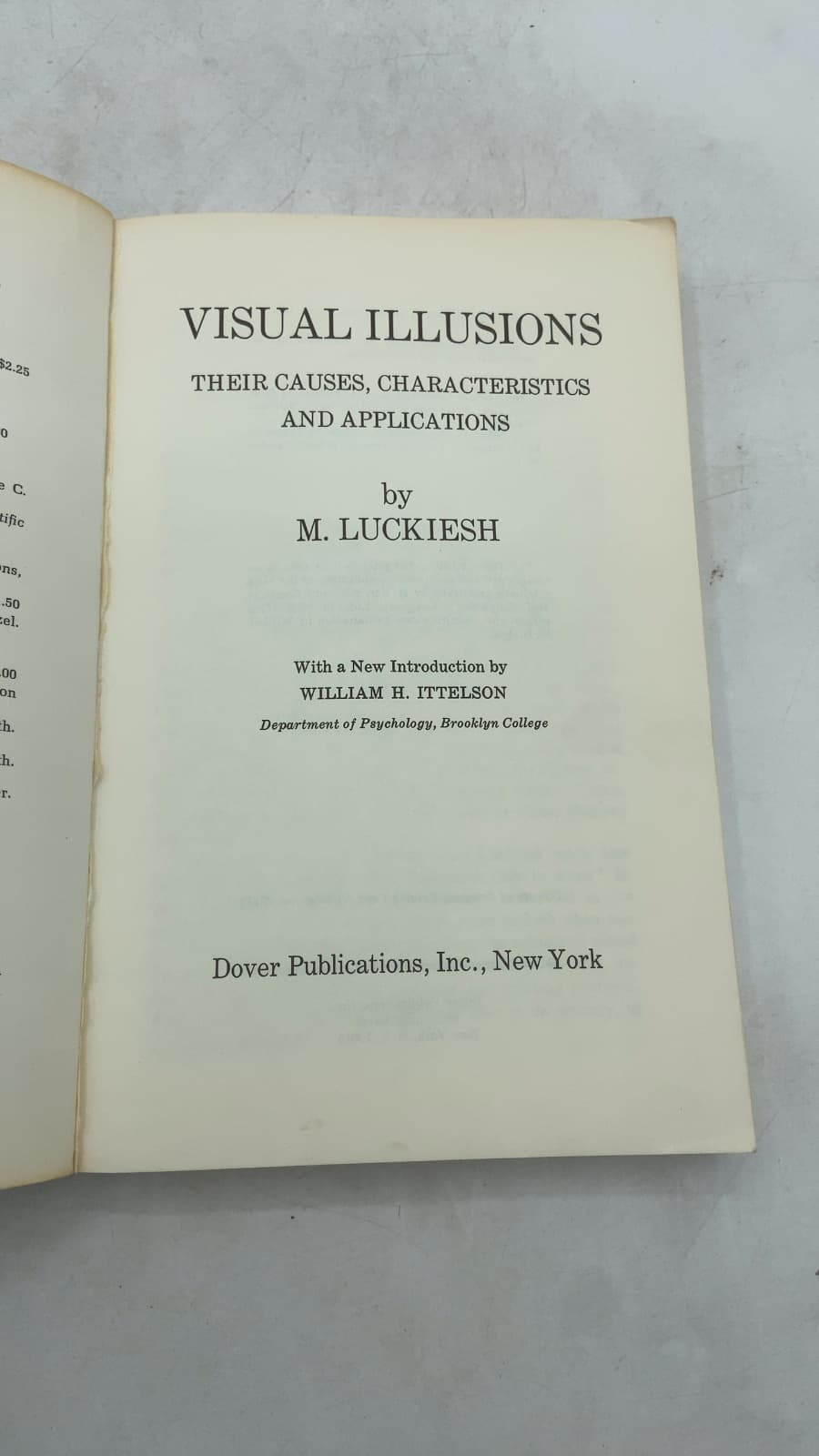 Visual Illusions: Their Causes, Characteristics and Applications by M. Luckiesh - title page