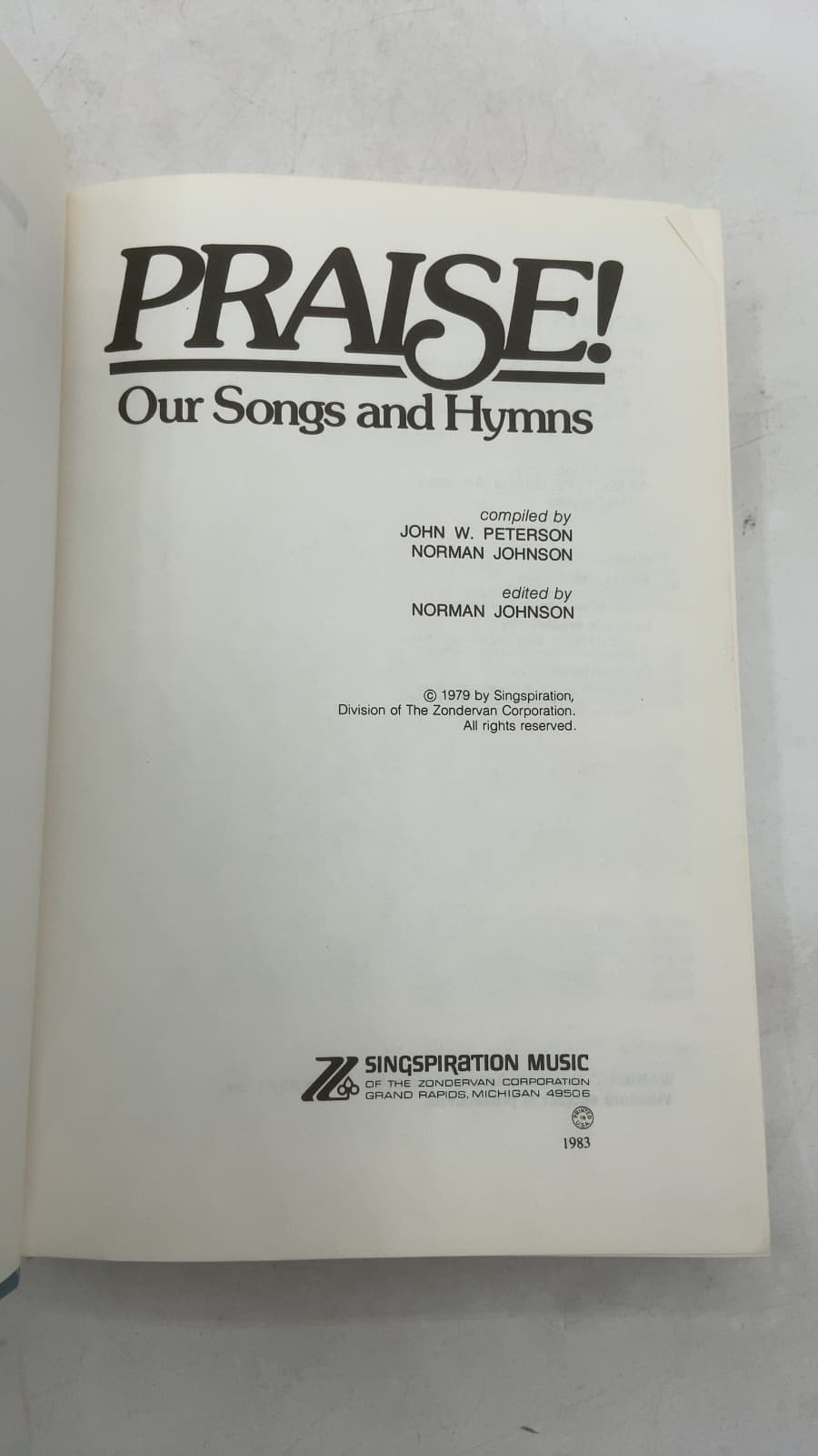 PRAISE! Our Songs and Hymns by John W. Peterson and Norman Johnson - title page