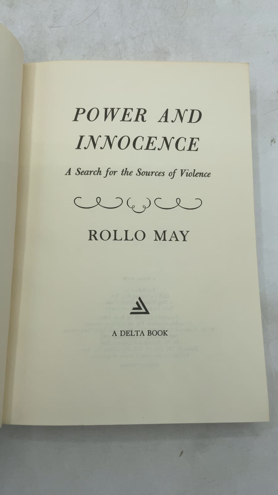 Power and Innocence: A Search for the Sources of Violence by Rollo May - title page