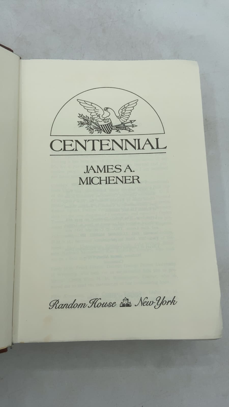 Centennial by James A. Michener - title page