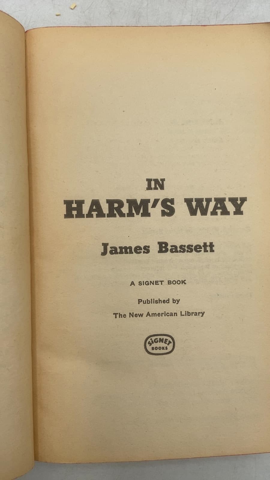 IN Harm's WAY by James Bassett - title page