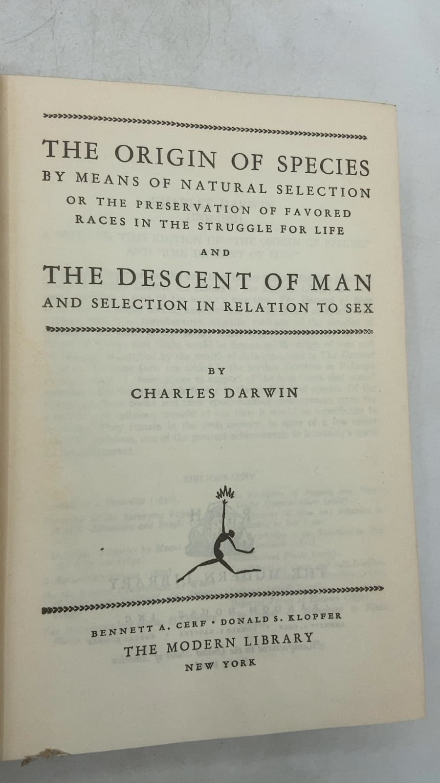 The Origin of Species and The Descent of Man by Charles Darwin - title page