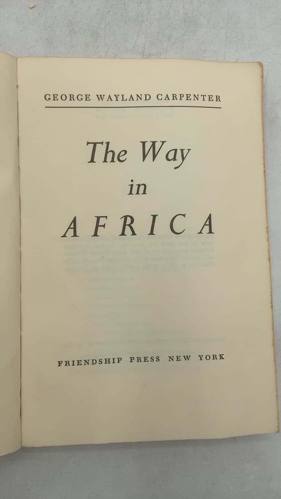 The Way in Africa by George Wayland Carpenter - title page