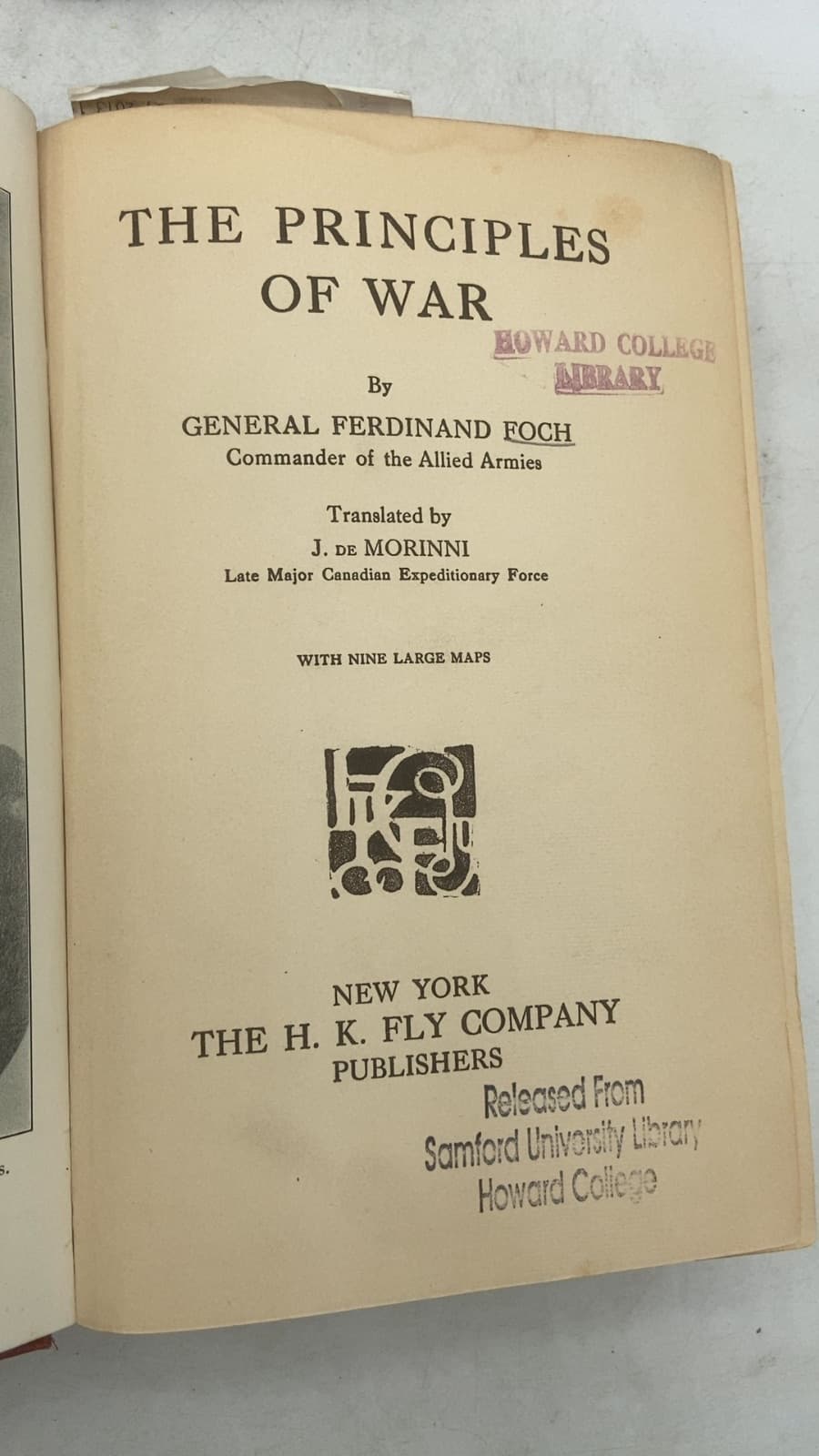 The Principles of War by General Ferdinand Foch - title page