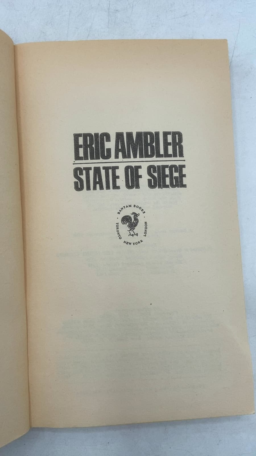 State of Siege by Eric Ambler - title page