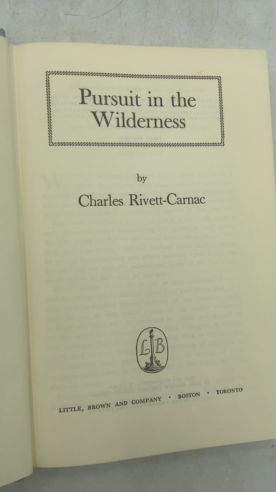 Pursuit in the Wilderness by Charles Rivett-Carnac - title page