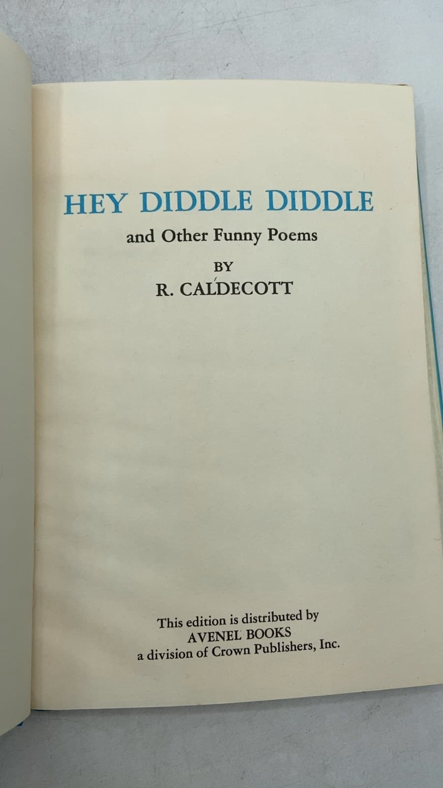 HEY Diddle Diddle AND Other Funny Poems by R. Caldecott - title page