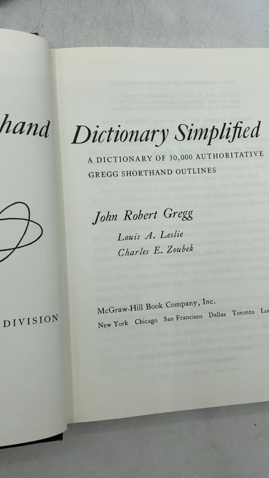 Gregg Shorthand Dictionary Simplified by John Robert Gregg, Louis A. Leslie, Charles E. Zoubek - title page