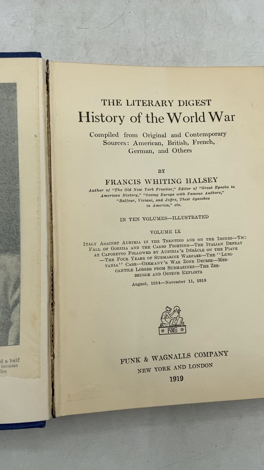 The Literary Digest History of the World War, Volume IX by Francis Whiting Halsey - title page