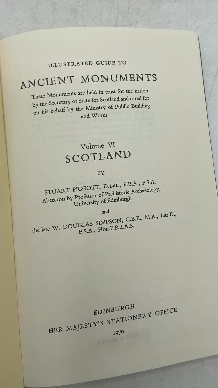 Scotland: Illustrated Guide to Ancient Monuments by Stuart Piggott and W. Douglas Simpson - title page