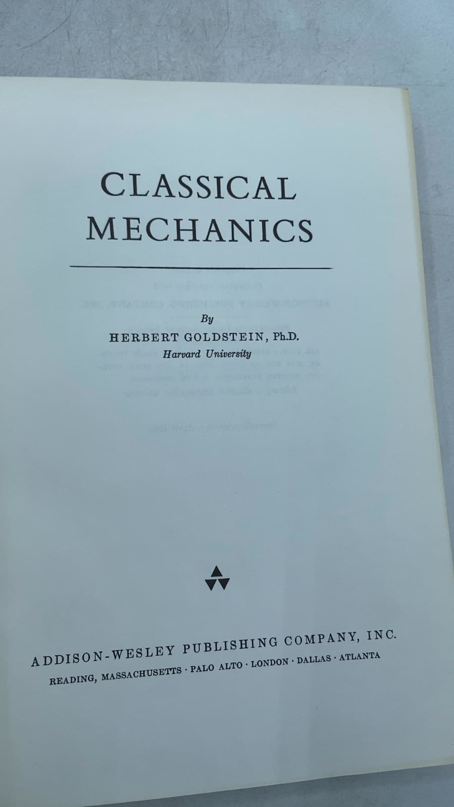 Classical Mechanics by Herbert Goldstein, Ph.D. - title page