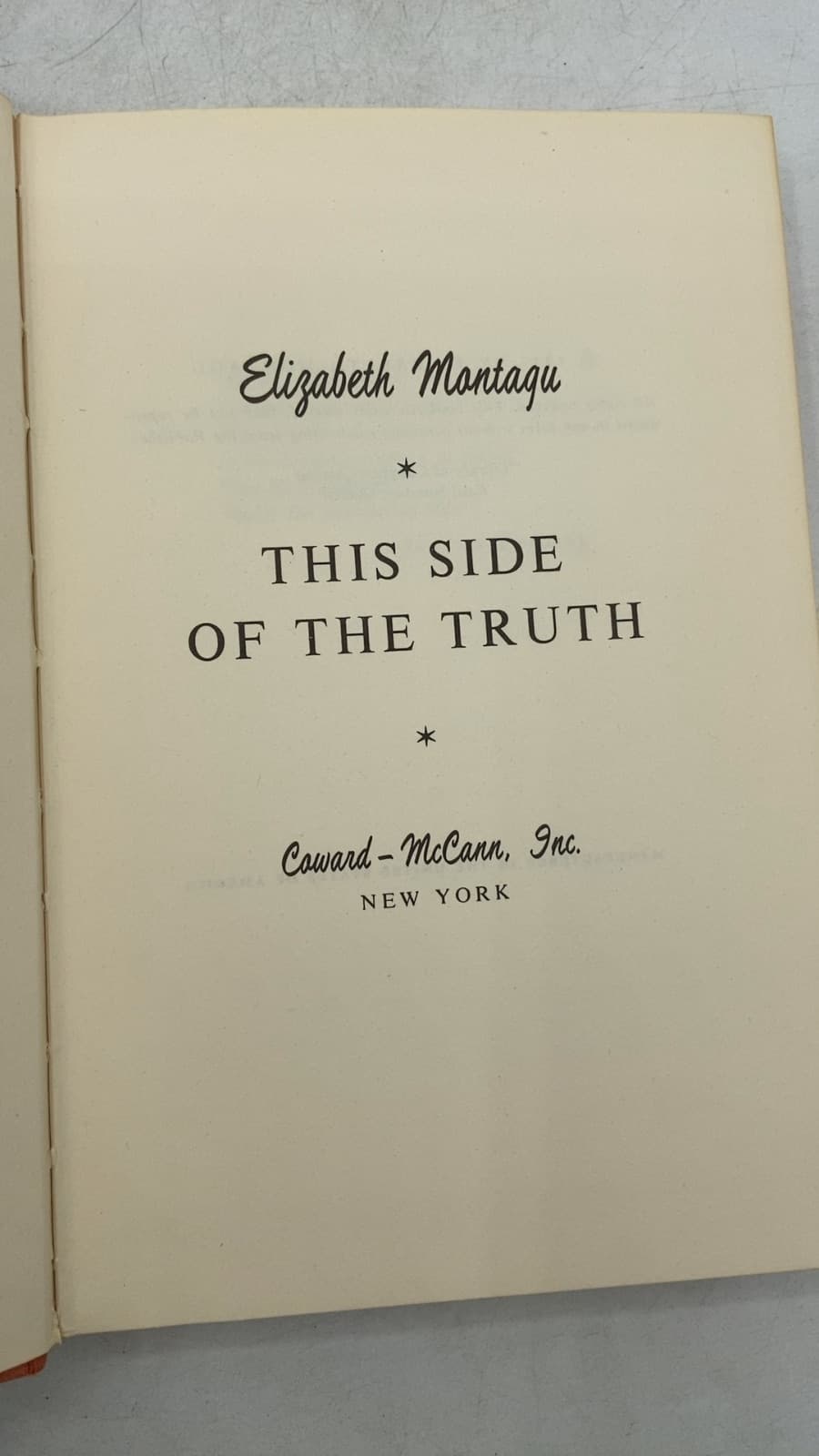 This Side of the Truth by Elizabeth Montagu - title page