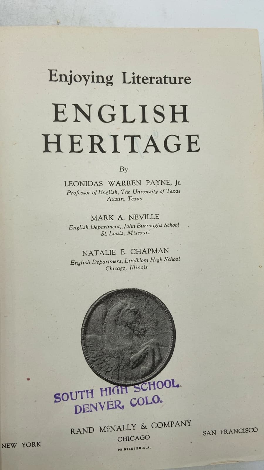 English Heritage by Leonidas Warren Payne, Jr., Mark A. Neville, Natalie E. Chapman - title page