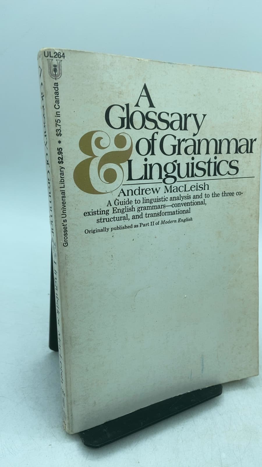 A Glossary of Grammar & Linguistics by Andrew MacLeish - front cover