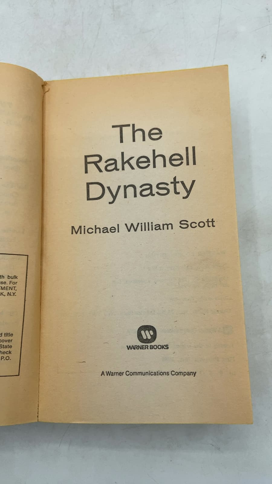 The Rakehell Dynasty by Michael William Scott - title page
