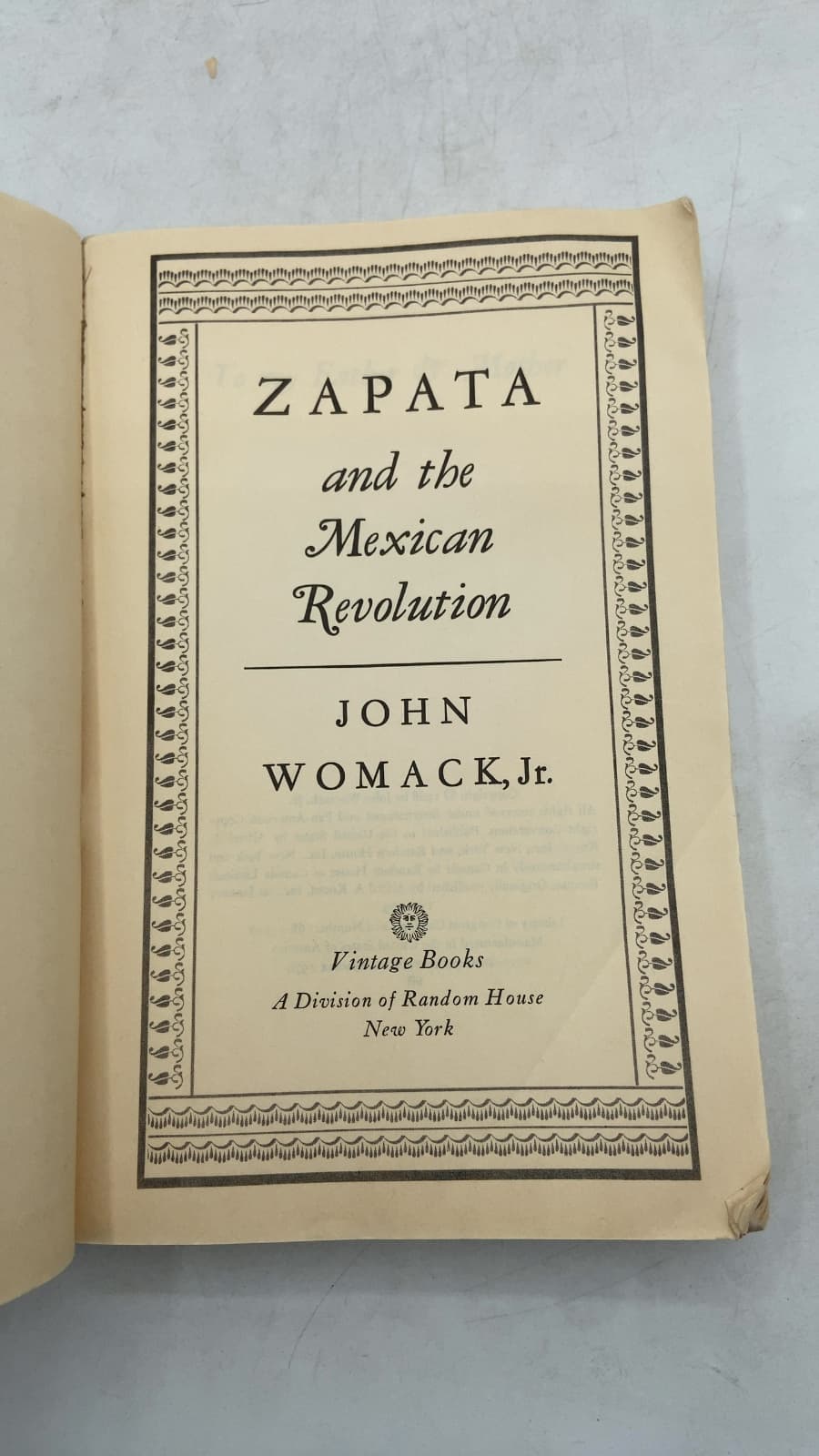 Zapata and the Mexican Revolution by John Womack, Jr. - title page