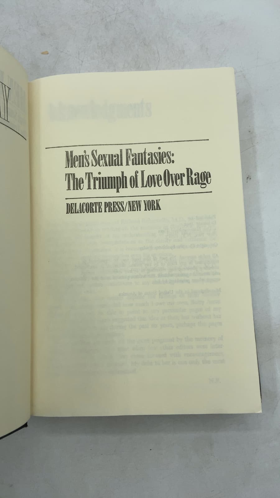 Men in Love: Men's Sexual Fantasies: The Triumph of Love Over Rage by Nancy Friday - title page
