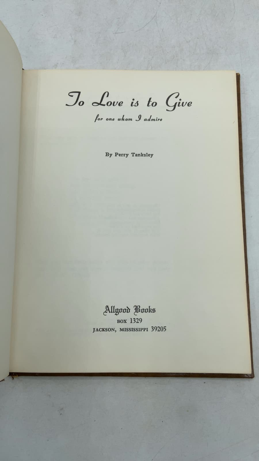 To Love is to Give by Perry Tanksley - title page