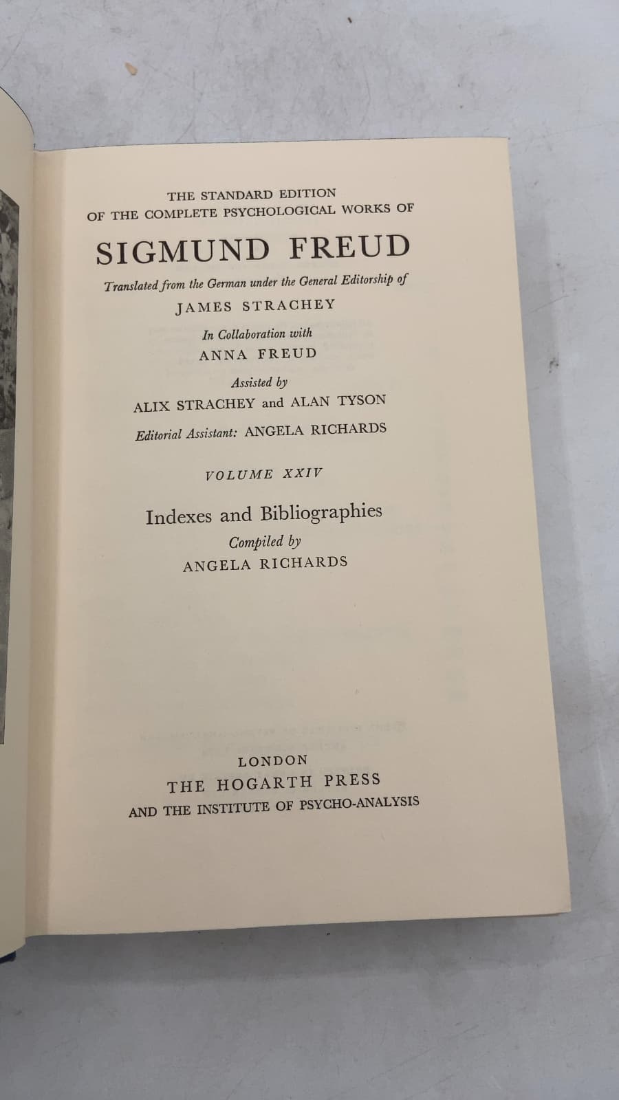 The Standard Edition of the Complete Psychological Works of Sigmund Freud, Volume XXIV: Indexes and Bibliographies by Sigmund Freud - title page