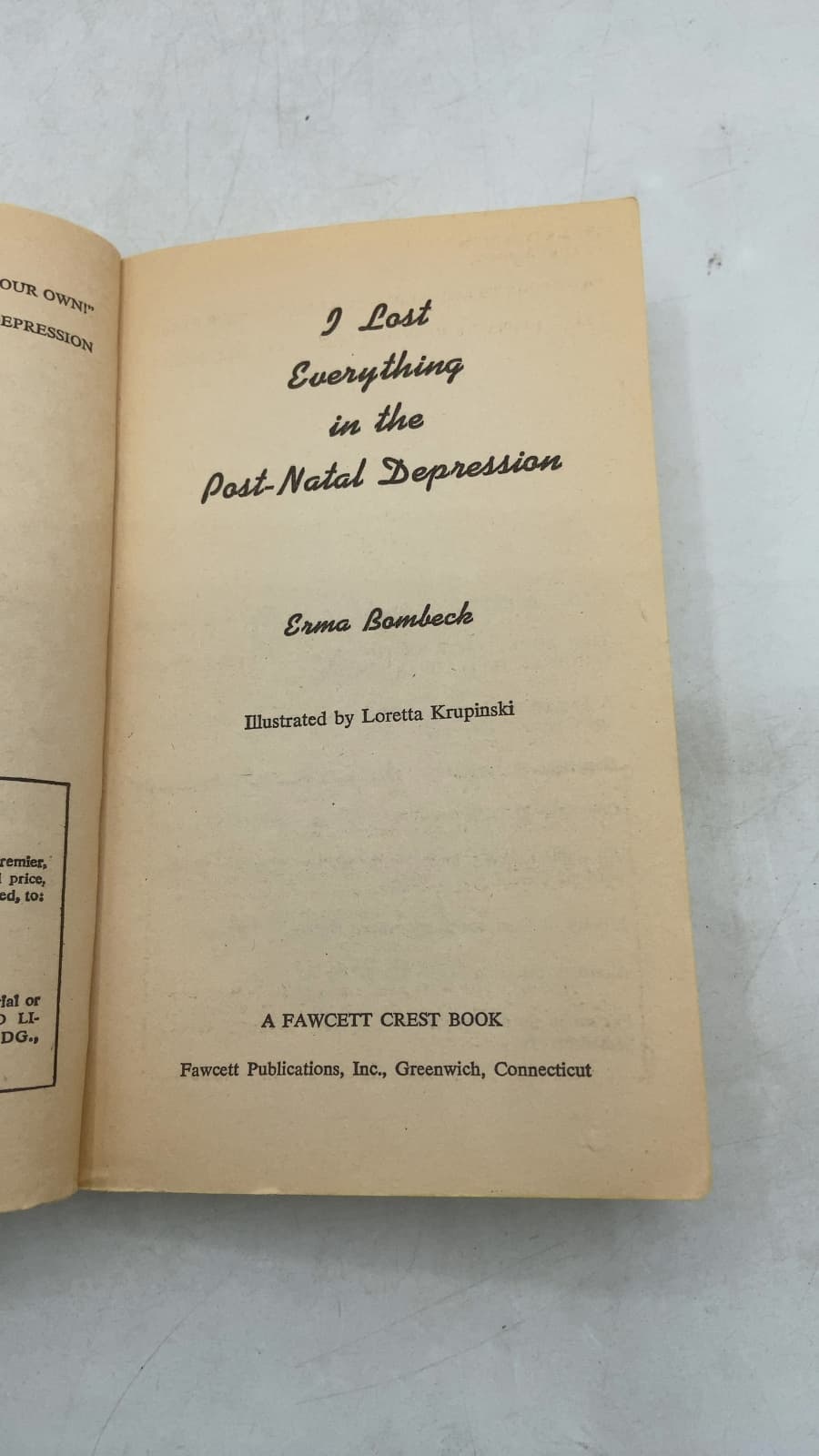 I Lost Everything in the Post-Natal Depression by Erma Bombeck - title page