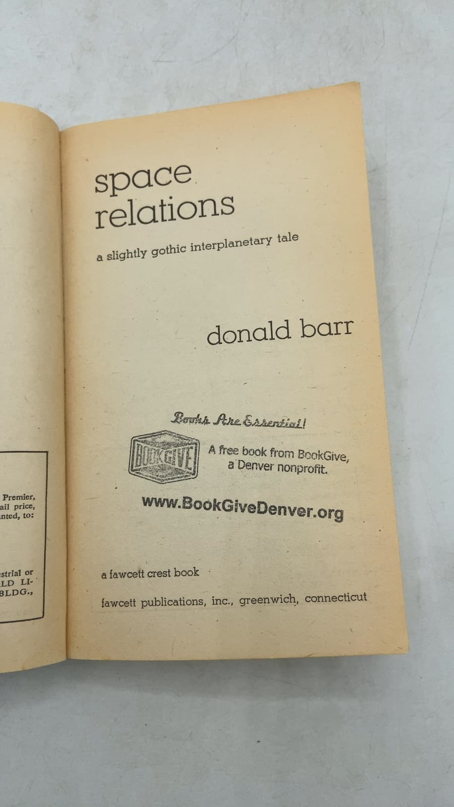 Space Relations: A Slightly Gothic Interplanetary Tale by Donald Barr - title page