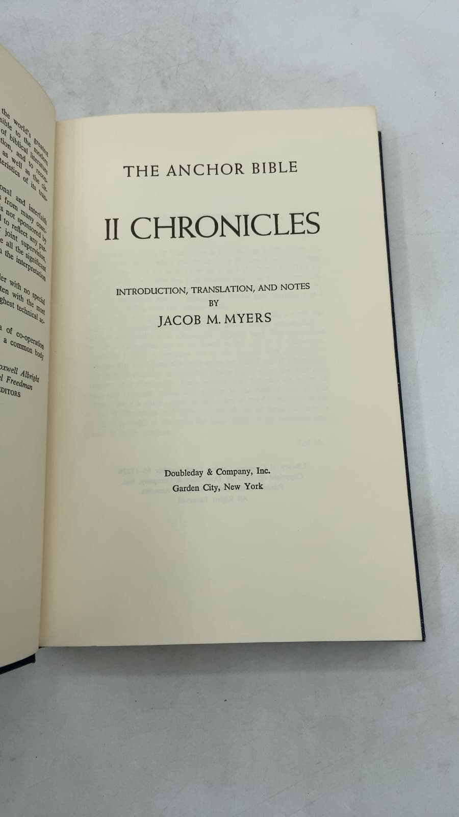 The Anchor Bible II Chronicles by Jacob M. Myers - title page