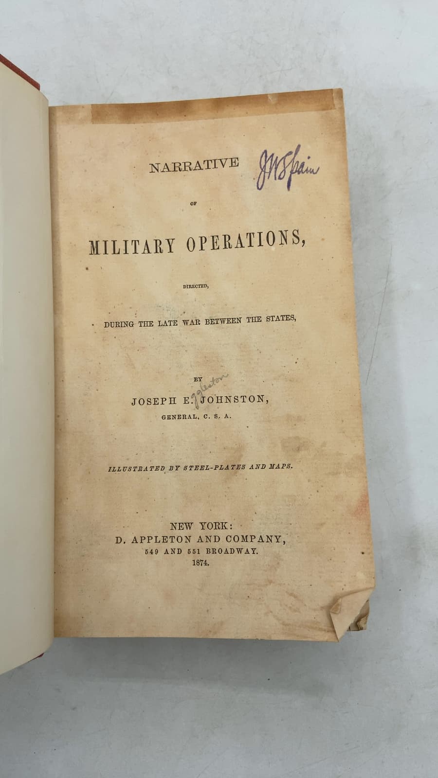 Narrative of Military Operations, Directed, During the Late War Between the States by Joseph E. Johnston - title page