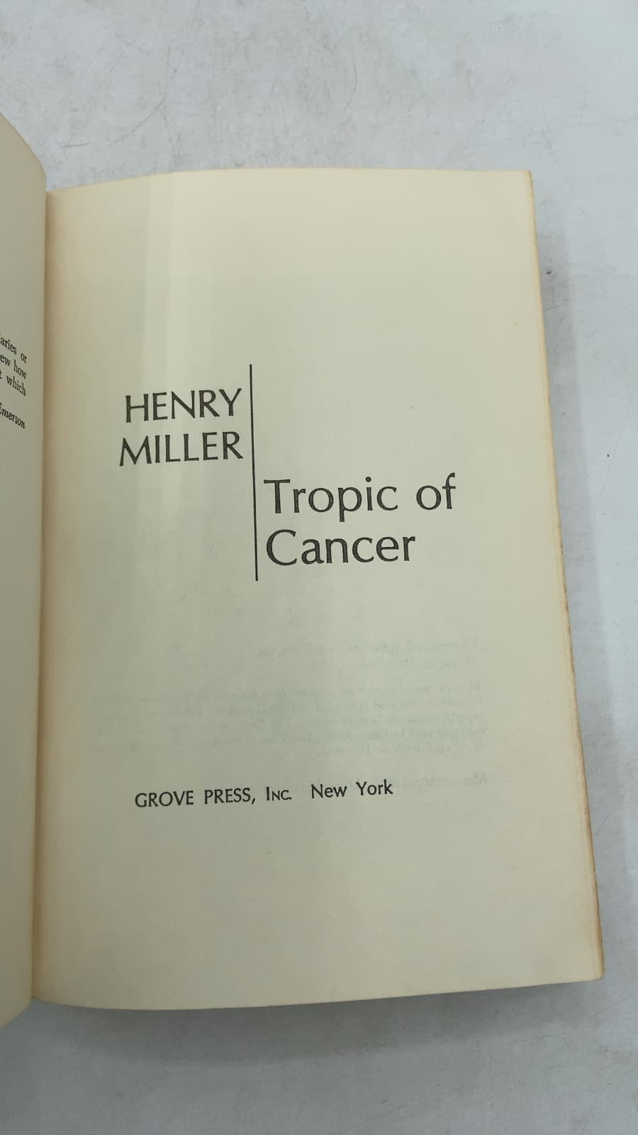 Tropic of Cancer by Henry Miller - title page