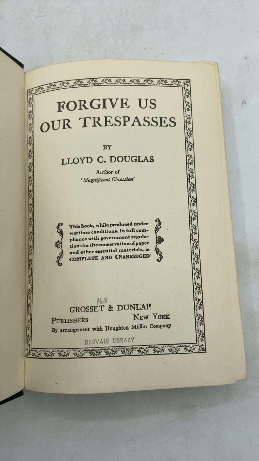 Forgive US OUR Trespasses by Lloyd C. Douglas - title page