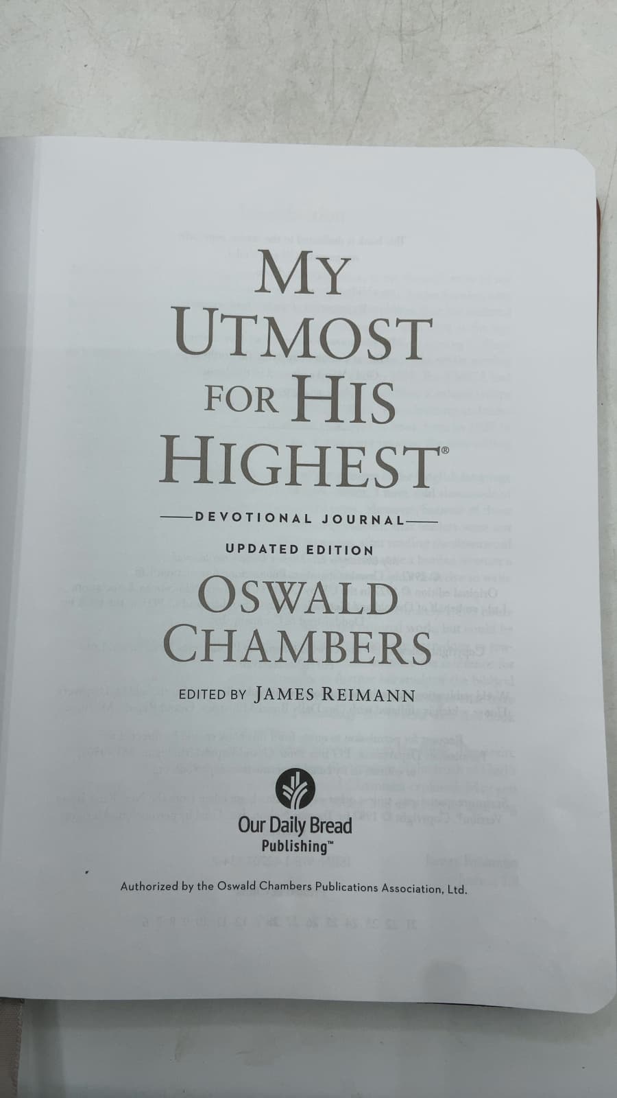 My Utmost for His Highest Devotional Journal: Updated Edition by Oswald Chambers - title page