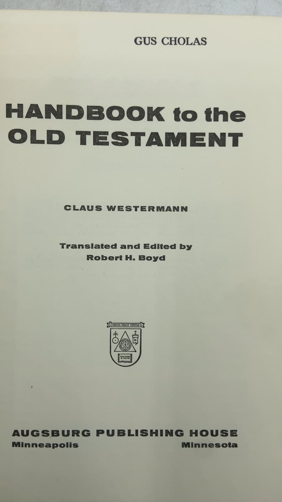 Handbook to the Old Testament by Claus Westermann - title page