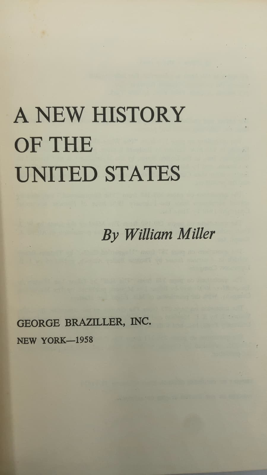 A New History of the United States by William Miller - title page