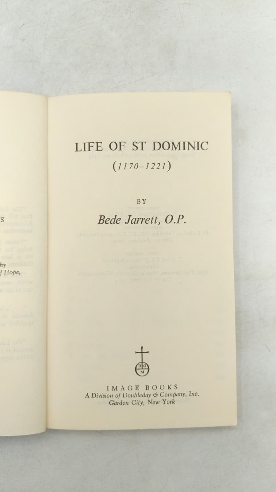 Life of St. Dominic (1170-1221) by Bede Jarrett, O.P. - title page