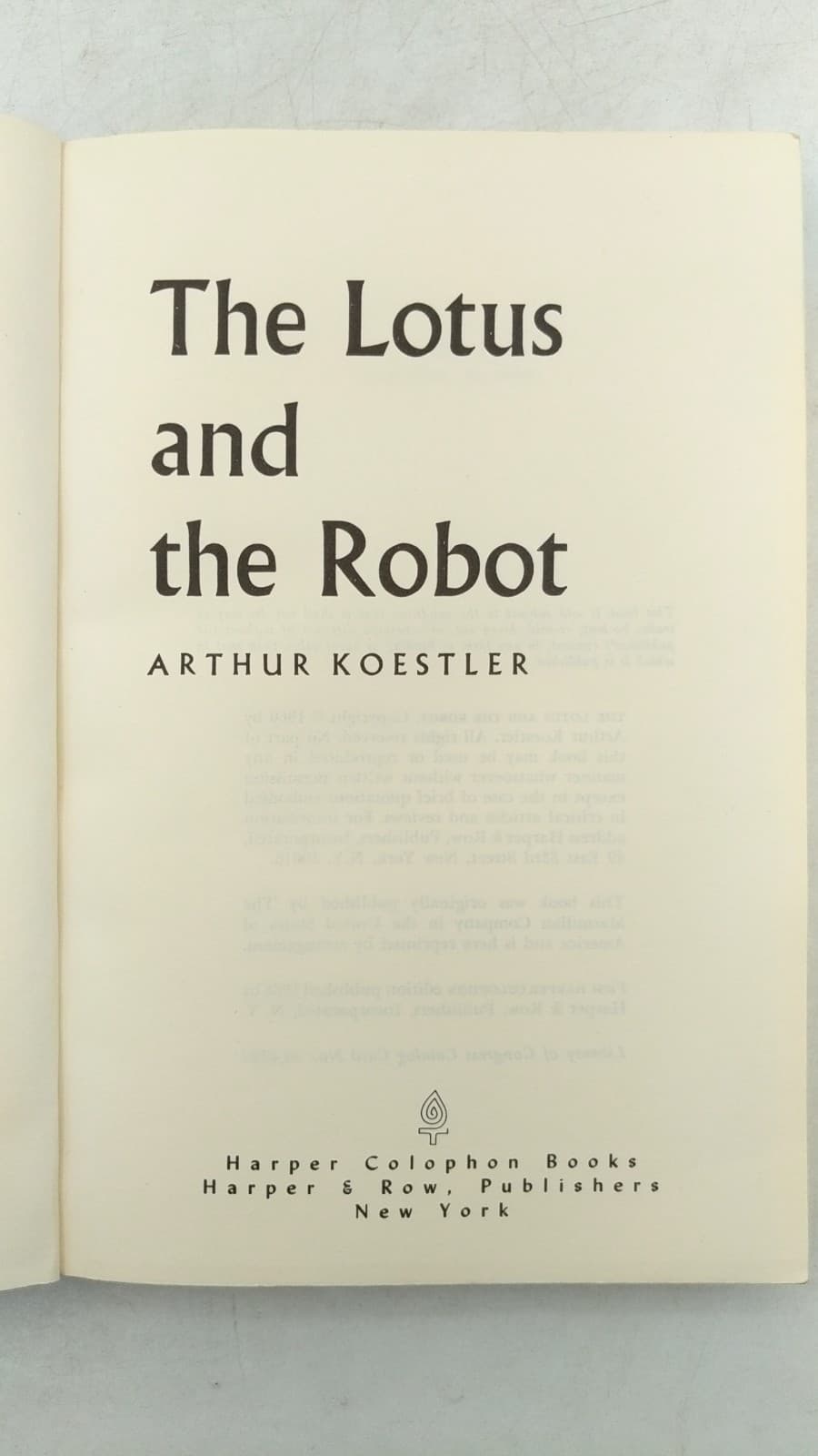 The Lotus and the Robot by Arthur Koestler - title page