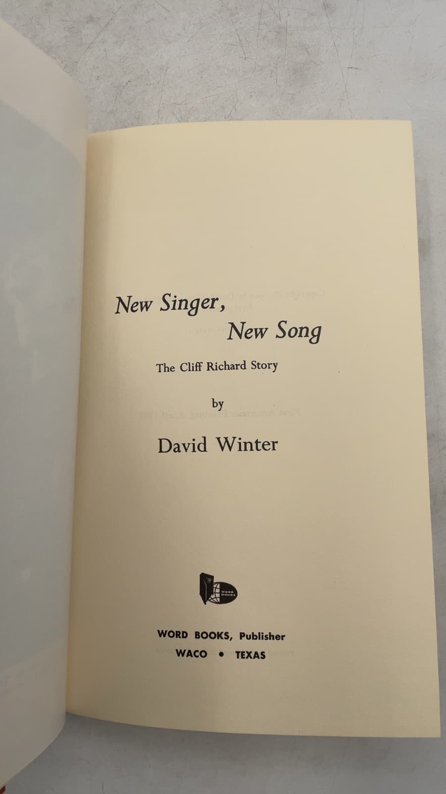 New Singer, New Song: The Cliff Richard Story by David Winter - title page