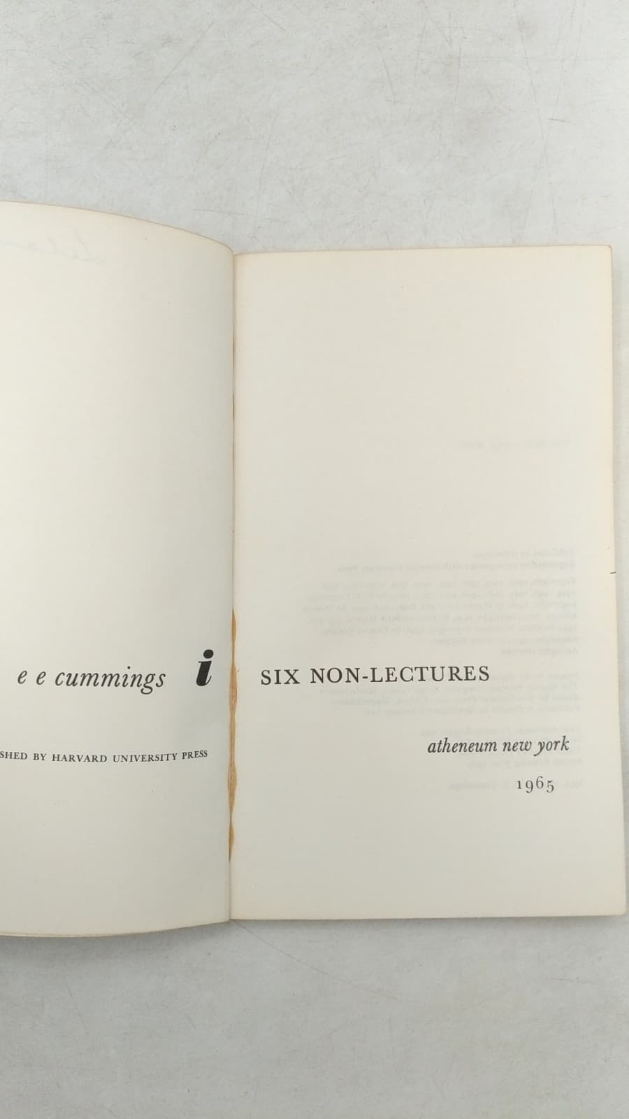 six nonlectures by e e cummings - title page