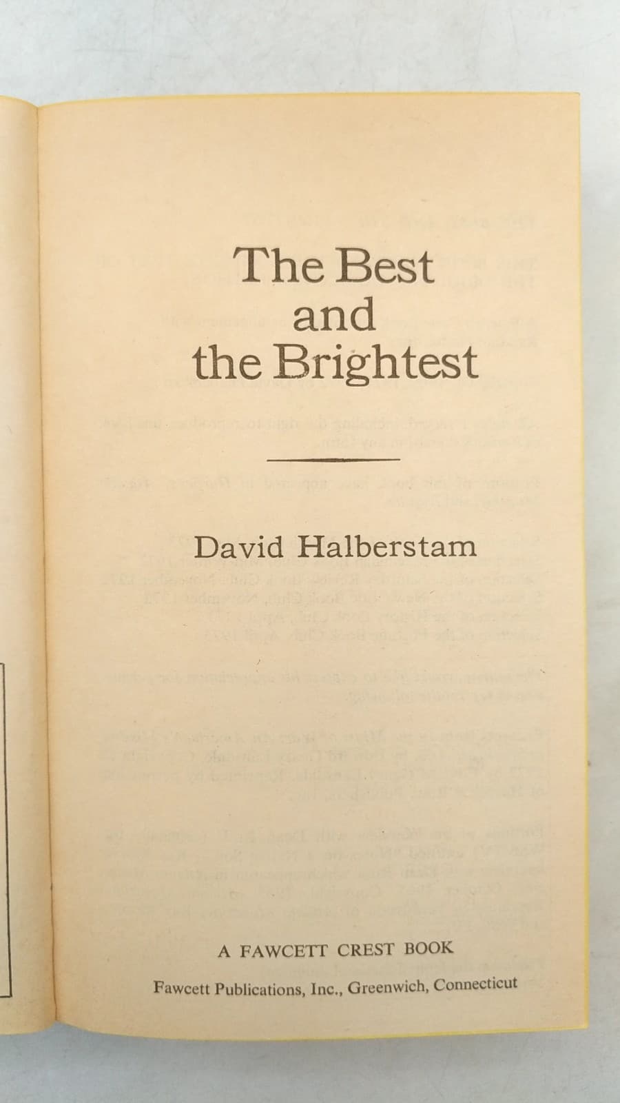 The Best and the Brightest by David Halberstam - title page